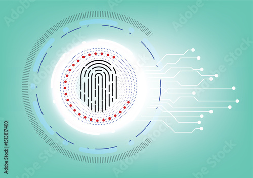 Technology fingerprint scanner security abstract background concept, abstract tech, Cloud computing, connect to network. Security cyber digital concept fingerprint scan 