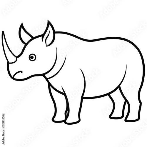 Javan Rhino Stocky with a Single Horn