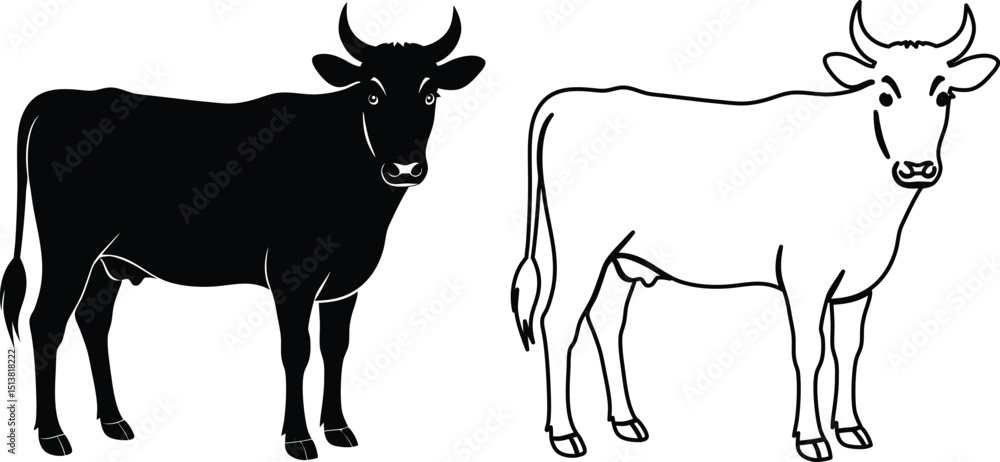 Fototapeta premium Cattle Illustration Vector Artwork Featuring a Canine Silhouette or Outline
