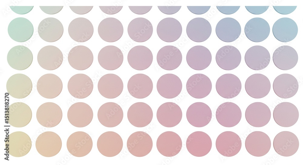 Pastel circles in gradient, rows on white Pastel circles in gradient, rows on white
