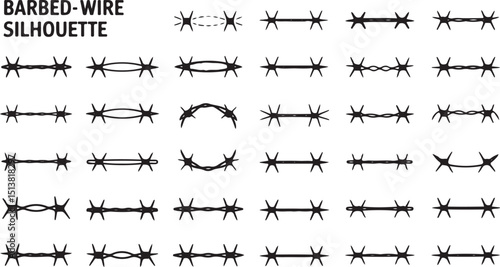 Barbed wire silhouette design a detailed graphic featuring a black and white stylized barbed wire illustration