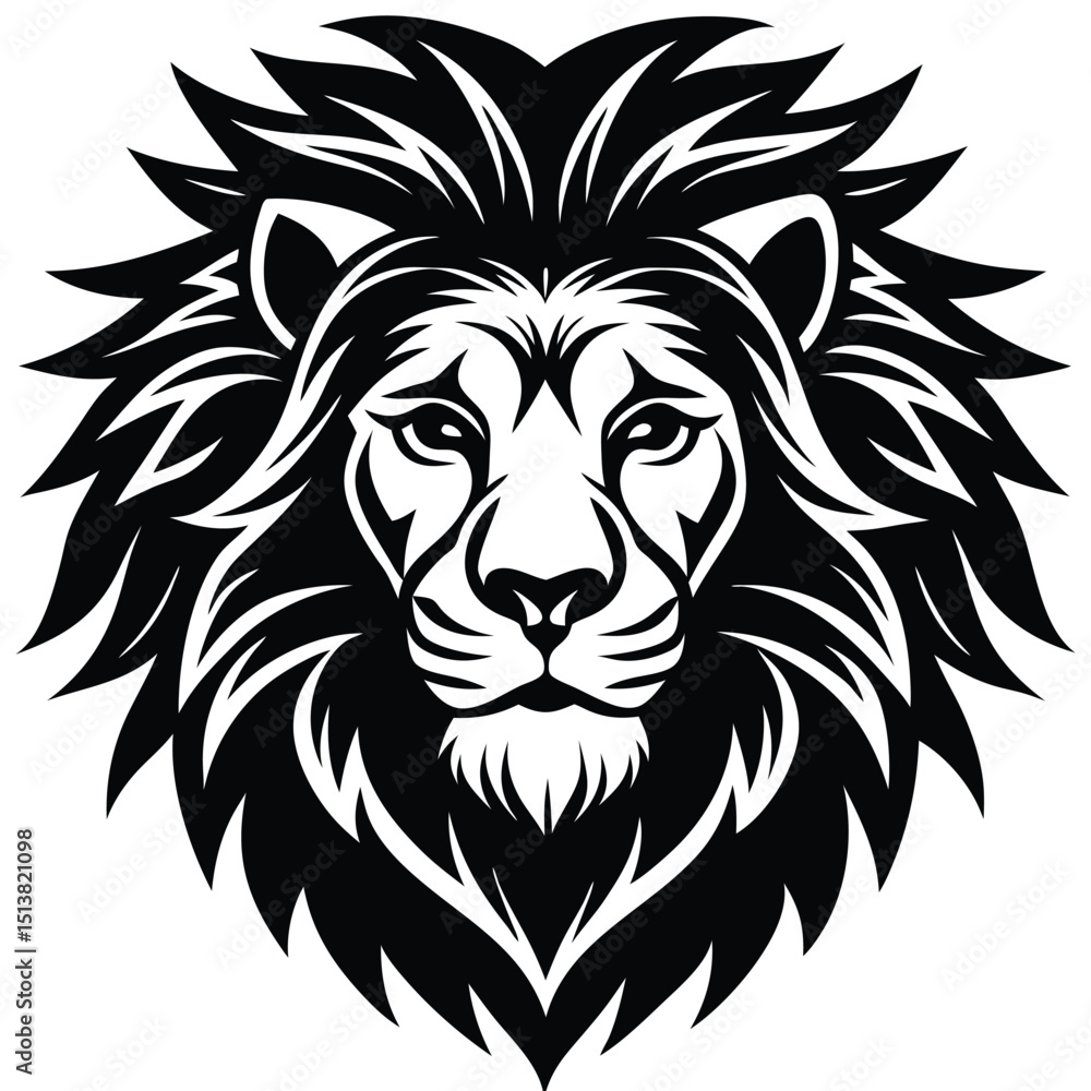 Obraz premium Stylized lion head mascot vector illustration, perfect for animal power tribal tattoo designs or wild cat face symbols