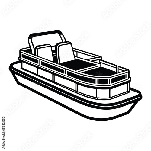 Pontoon Boat Outline SVG