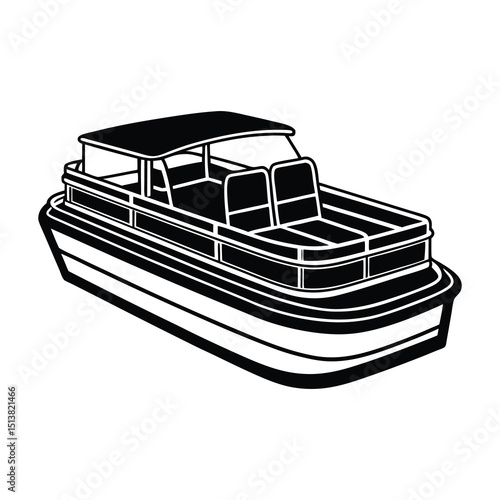Pontoon Boat Outline SVG