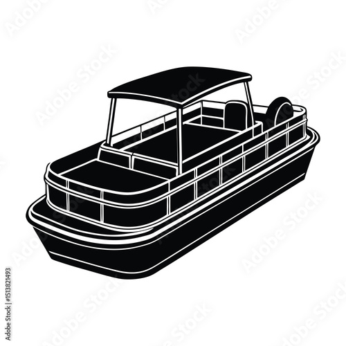 Pontoon Boat Outline SVG