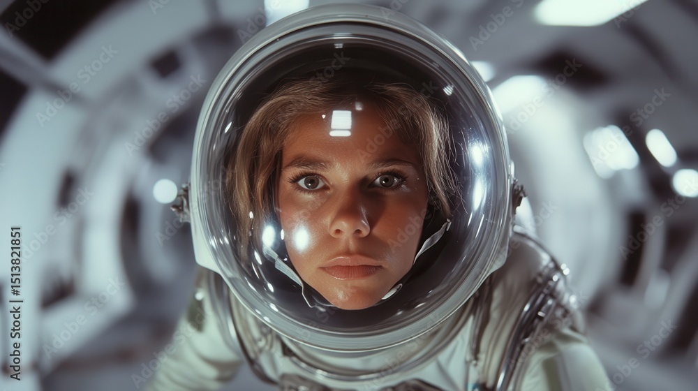 An astronaut gazes intensely through the helmet visor, reflecting determination and awe in the vast, mysterious environment of outer space, representing human ambition and exploration. An astronaut gazes intensely through the helmet visor, reflecting determination and awe in the vast, mysterious environment of outer space, representing human ambition and exploration.
