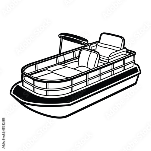 Pontoon Boat Outline SVG