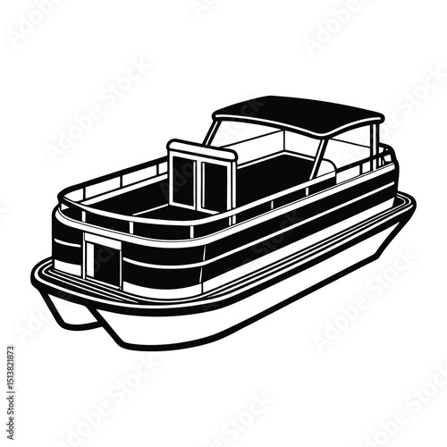Pontoon Boat Outline SVG