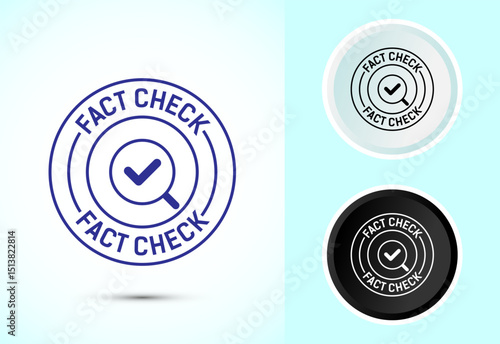 Fact check icon design illustration, Fact checking label, Fake news verified sign symbol in color black and white