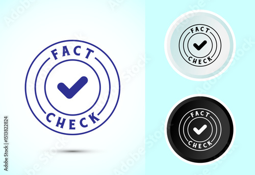 Fact check icon design illustration, Fact checking label, Fake news verified sign symbol in color black and white