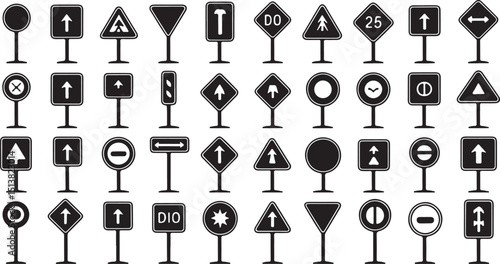 Comprehensive collection of road signs for banners and advertisements
