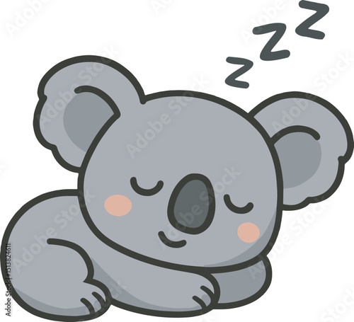 Adorable Sleeping Koala Illustration Cute Cartoon Animal Design
