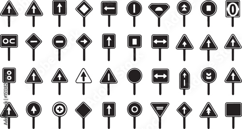 Comprehensive collection of road signs for banners and advertisements