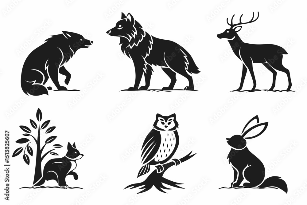 Obraz premium wild animals silhouettes