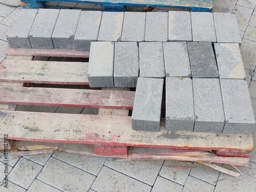 Fotografie Curb stone on construction site