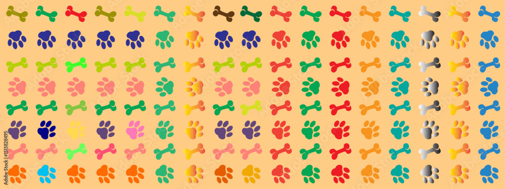 Fototapeta premium Paw Pattern. Dog Bone vector dog paw Seamless pattern design. Vector illustration.