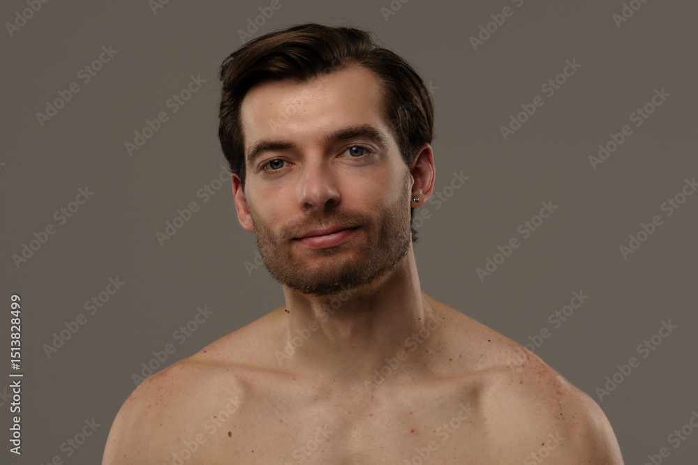 Portrait of a Man with Short Hair and Earrings Portrait of a Man with Short Hair and Earrings