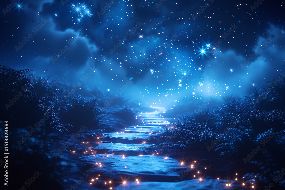 Obraz premium Starlit Journey: Surreal Glowing Pathway to the Cosmos