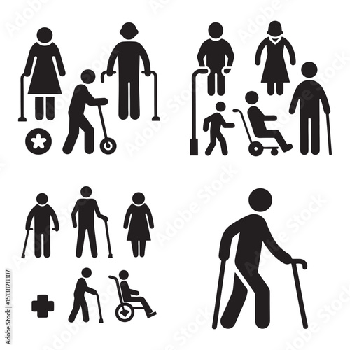 Accessibility Icons Diverse Set of People with Disabilities and Mobility Aids