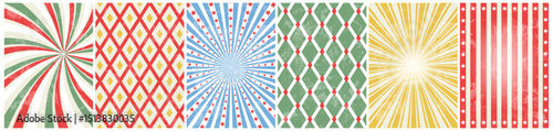 circus retro background set. vintage carnival template for poster with sunburst, stars and rhomb