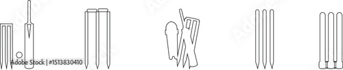 Cricket wicket icon set . trendy flat and line styles. Cricket game vector isolated on transparent background. cricket tournament wicket out elements template. vintage for clubs and team. Sports sign