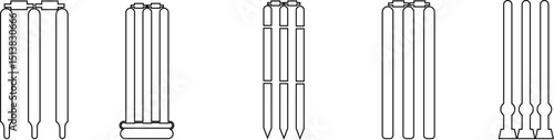 Cricket wicket icon set . trendy flat and line styles. Cricket game vector isolated on transparent background. cricket tournament wicket out elements template. vintage for clubs and team. Sports sign