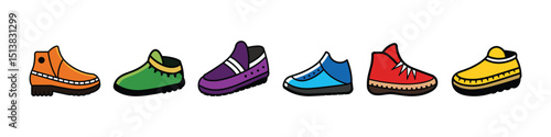 Shoe icon set, Moccasin Footwear Icon Representing Traditional Leather Shoes