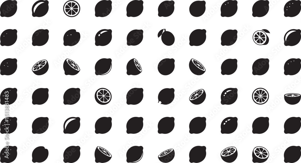 Fototapeta premium A flat style lemon illustration set for design projects