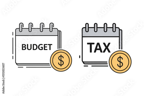 Budgeting and Financial Planning Illustration with Calendar and Coin