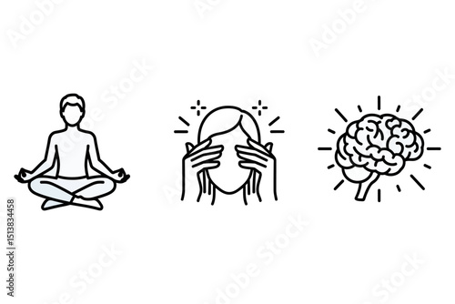 Showing Mindful Meditation, Relaxation, and Brain Stimulation Concept