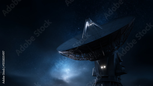 Modern Radio Observatory at Night
