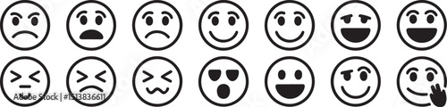 High resolution feedback faces emoticon set for rating satisfaction scales