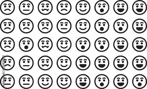 Feedback faces emoticon set rating satisfaction scale icons for customer surveys and user experience design