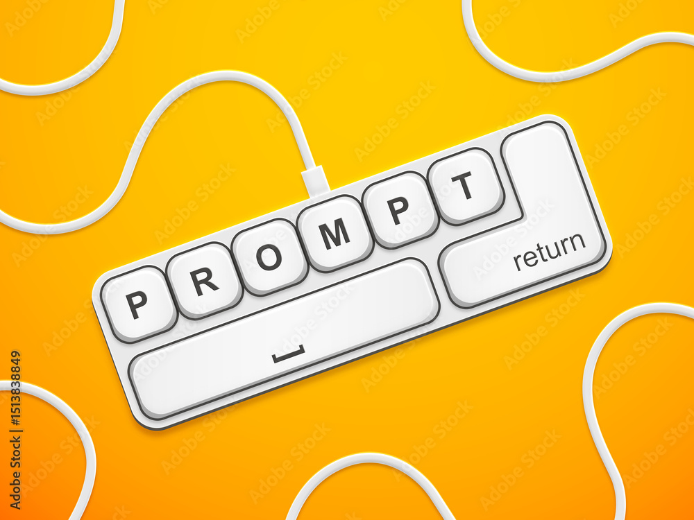 Obraz premium Computer keyboard key illustration about Artificial Intelligence Prompt