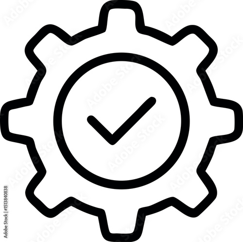 Checkmark with cogwheel vector icon. Gear and checkmark vector, checkmark with a gear icon design.