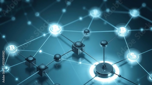 Ethereal Blockchain Network A Futuristic Black and White Illustration