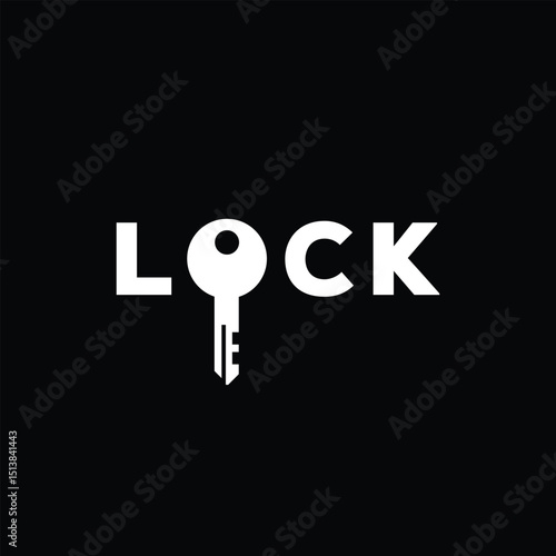 lock logo design, typography text lock graphic vector, key symbol icon