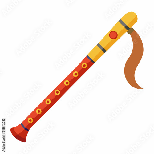 wooden flute on white background