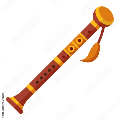 wooden flute isolated on white