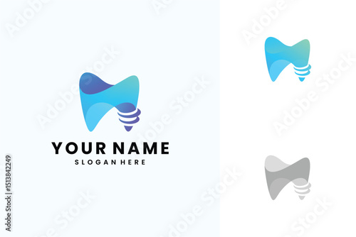 Tooth Dental Implant Logo Design - Vector	