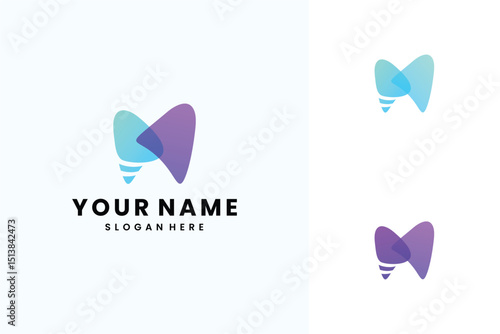 Tooth Dental Implant Logo Design - Vector	