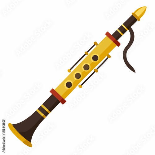 wooden flute isolated on white background