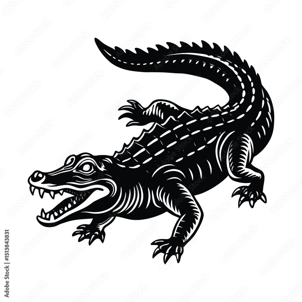 Fototapeta premium crocodile crawling vector illustration.