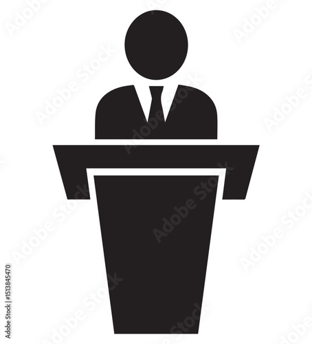 Businessman Speaking at Podium – Formal Corporate Presentation or Conference Speech