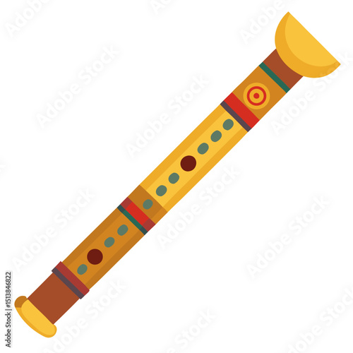 wooden flute isolated on white