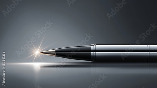 Wallpaper Mural Black Pen with Light Burst on Gray Surface Torontodigital.ca