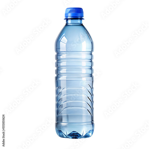 Plastic Water Bottle: Clear, Blue Cap