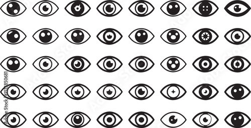 High quality eye icon set featuring a single design element crafted using professional design software and featuring cmyk grayscale and rgb color modes