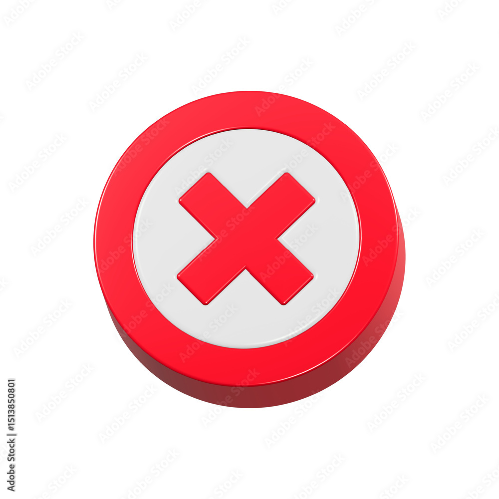 Fototapeta premium wrong sign icon 3d rendering