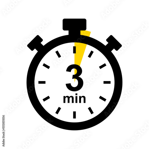 3 minute timer. Stopwatch icon